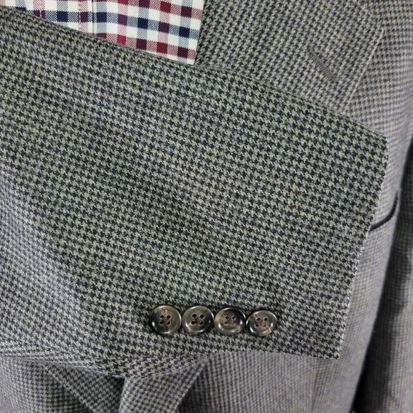 Hart Schaffner Marx Men's Sport‎ Coat Blazer Flannel Houndstooth Soft Wool 46L